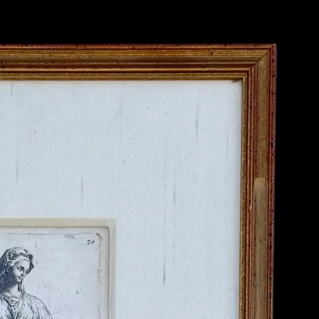 An antique etching titled “Plate 34: Statue of a Woman, usually called a Vestal Virgin,” after Jan de Bisschop...