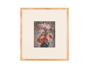 Flowers in Pastel, Acrylic on Cardboard, Framed