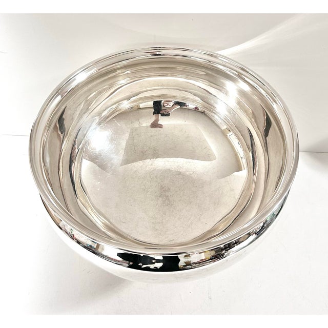 Mid-Century Modern 1950s Lehman Brothers Silver on Copper Pedestal Bowl - Mid-Century Modern Champagne or Punch Bowl Centerpiece For Sale - Image 3 of 9