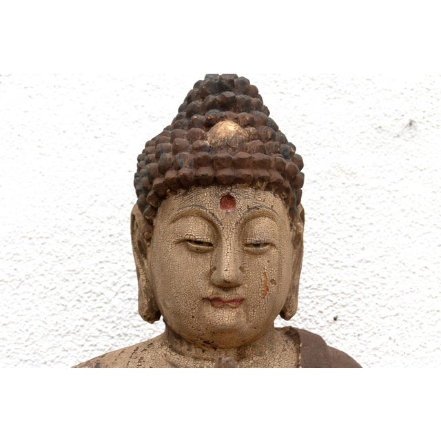 19th Century Antique Finely Carved Seated Buddha For Sale - Image 5 of 12