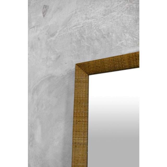 Large Rectangular Mirror with Cane Fabric Frame, 1980s For Sale - Image 4 of 5