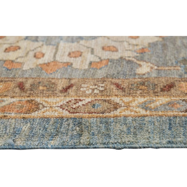 Blue Modern Sultanabad Handmade Oversize Floral Wool Rug For Sale - Image 9 of 10