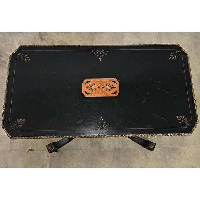 English 19th Century Victorian Ebonized and Inlay Center Table For Sale - Image 4 of 13