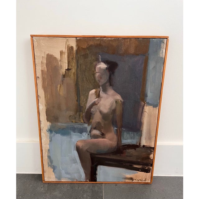 Mid-Century Modern Vintage Nude Life Study Oil Painting on Canvas For Sale - Image 3 of 9