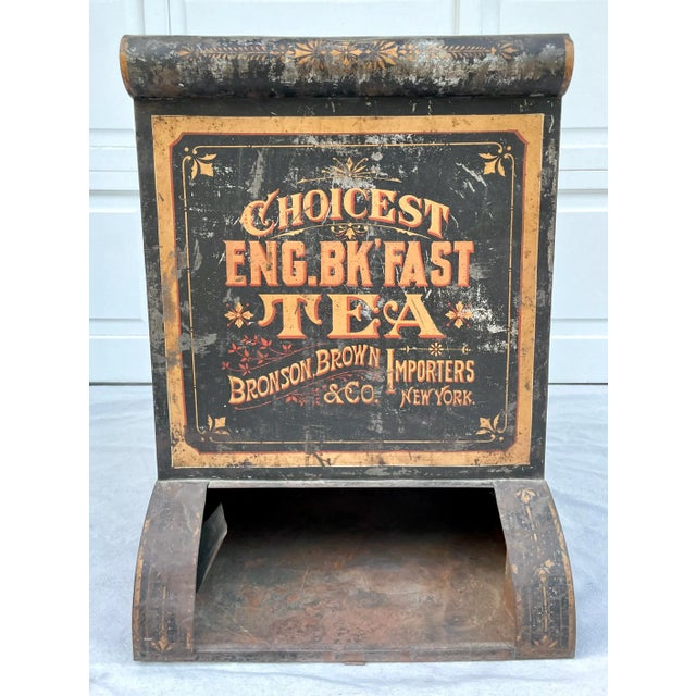 Antique Large Shopkeeper Advertising Tea Metal Bin For Sale - Image 13 of 13