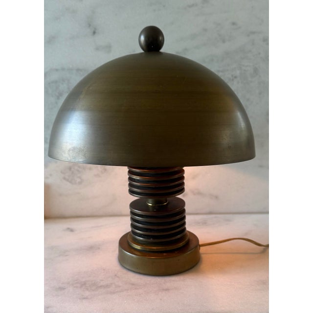 Vintage Brass Mushroom Table Lamp Attributed to Hans-Agne Jakobsson For Sale - Image 9 of 12