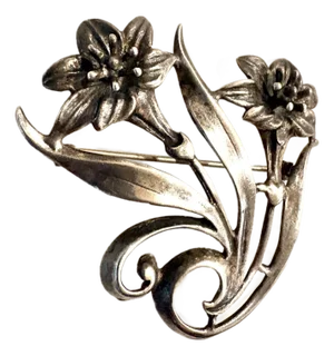 Mid 20th Century Sterling Silver Flower Brooch