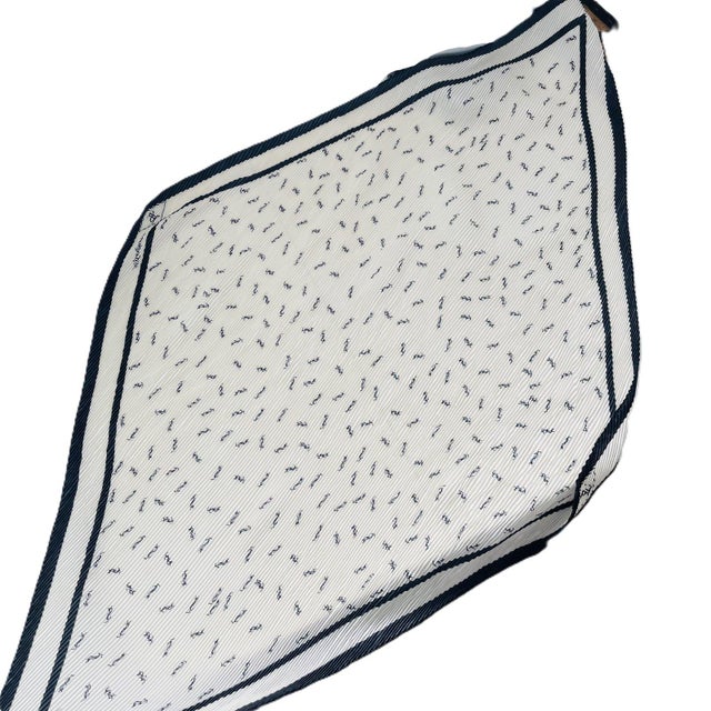 Textile Yves Saint Laurent White Monogram Stretch Silk Scarf For Sale - Image 7 of 7