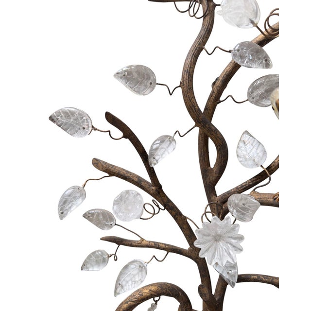 1980s French Baguès Style Rock Crystal, Smoky Quartz & Parrot Sconces - Pair For Sale In Los Angeles - Image 6 of 10