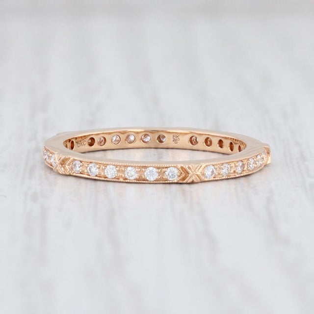 Art Deco New Beverley K 0.22ctw Diamond Eternity Ring 18k Rose Gold Stackable Band Sz 6.5 For Sale - Image 3 of 6