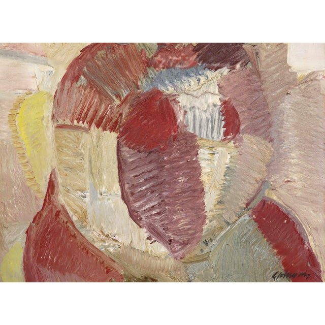 Mid-Century Modern 'Portrait in Crimson' Original Abstract Figurative Oil Painting by Swedish Artist Gunnar Johnsson (1917–2007), Framed For Sale - Image 11 of 14