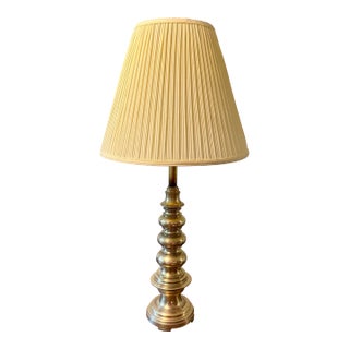 Mid 20th Century Brass Toned Turned Lamp For Sale