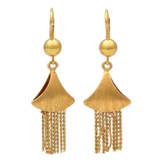 18KY Textured Fringe Drop Earrings, 2 pieces For Sale