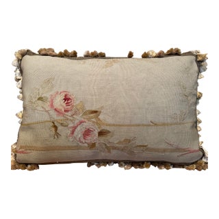 19th Century Aubusson Floral Tapestry Pillow For Sale