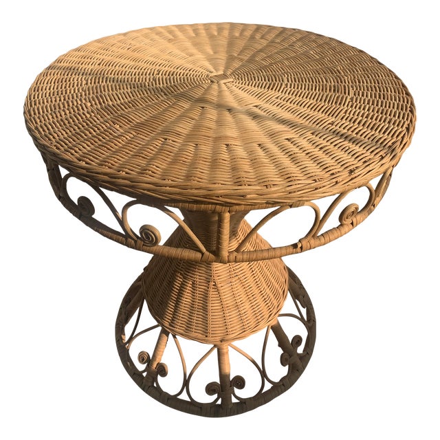 1980s Vintage Wicker Occasional Table Chairish