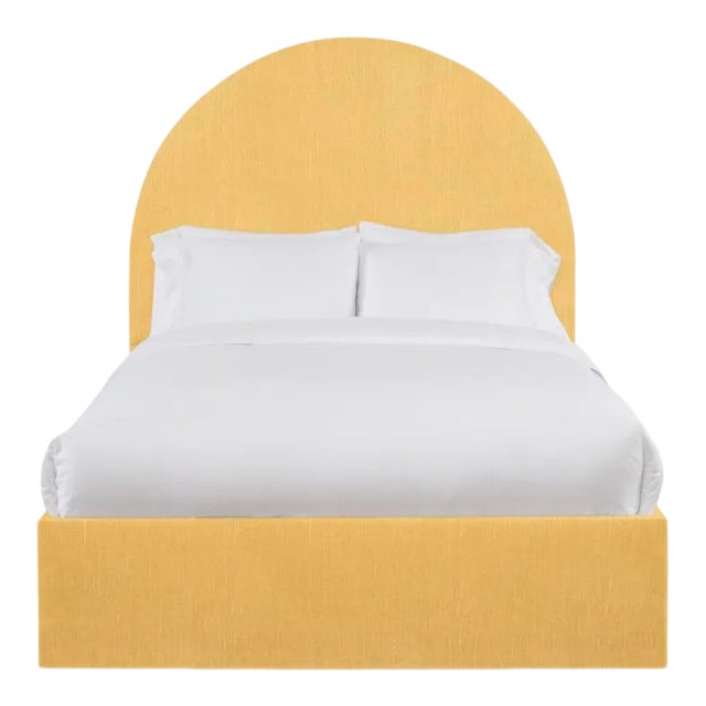 Poppy California King Bedframe, Mustard Linen For Sale