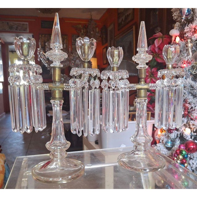 Traditional 19thc French Regency Cut Glass & Crystal Candelabra Attrib. St Louis a - Pair For Sale - Image 3 of 18