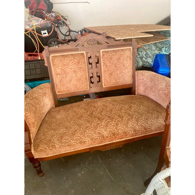 Victorian Mid 19th Century Eastlake Victorian Sette Set For Sale - Image 3 of 12