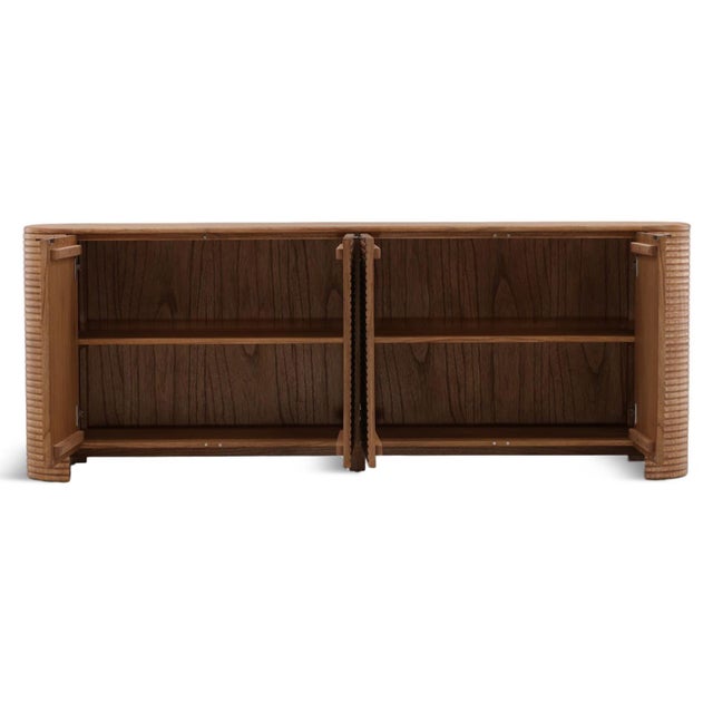 Organic Ribbed Wood Rounded Sideboard For Sale - Image 4 of 7