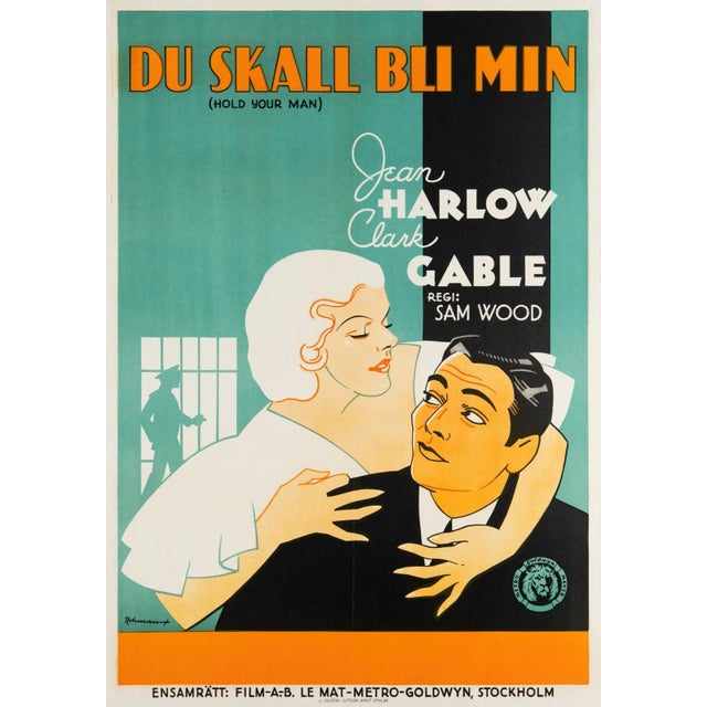Hold Your Man Original Vintage Movie Poster by Eric Rohman, Swedish, 1933 For Sale - Image 4 of 4
