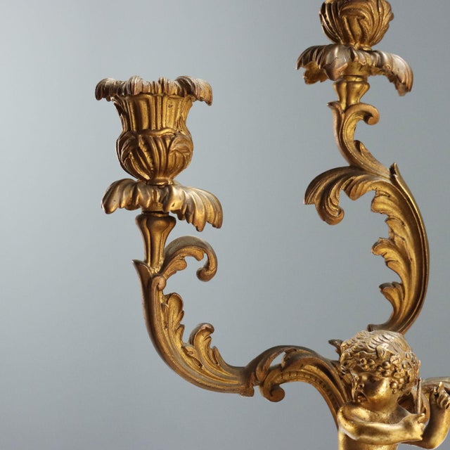 Three-Layer Gilded Bronze Candelabras, Set of 2 For Sale - Image 5 of 10