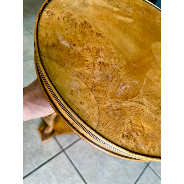 Italian Empire Style Burl Wood Swan Motif Side Table Gueridon For Sale - Image 12 of 18