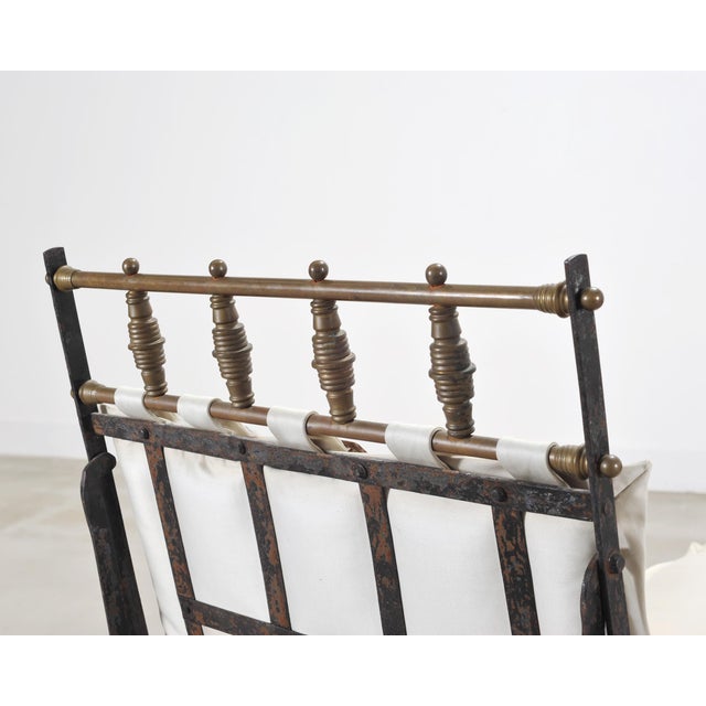 Late 19th C. French Campaign Style Iron Bronze Chaise Longue For Sale - Image 18 of 18
