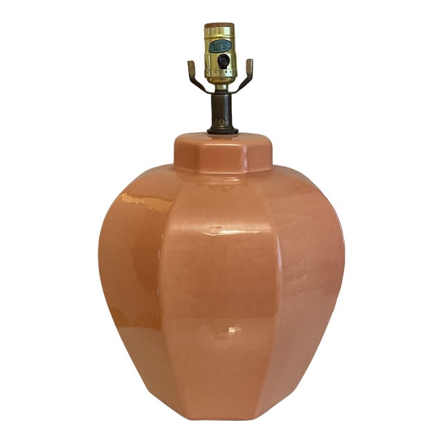 Late 20th Century Salmon Colored Ceramic Lamp For Sale