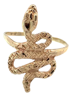 Solid Yellow Gold Snake Ring, Size 6.25