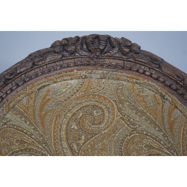 1990s Pair French Louis XVI Upholstered Armchairs For Sale - Image 5 of 12