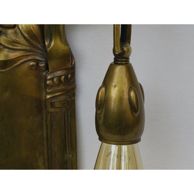 Antique Art Nouveau Brass Wall Lights, Set of 2 For Sale - Image 11 of 18