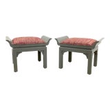 Image of Pair Vintage Pagoda Style Stools or Ottoman For Sale