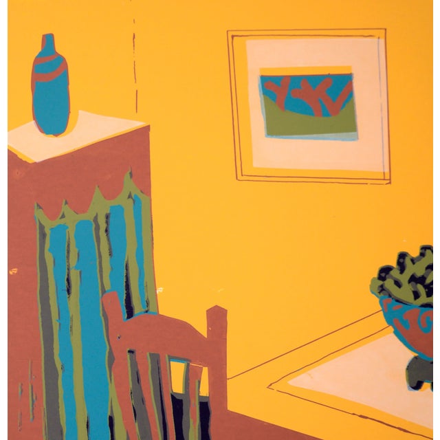 1980s Yellow Dining Room Interior - Multi Layer Fauvist Screenprint on Archival Paper by Doris Warner For Sale - Image 5 of 7