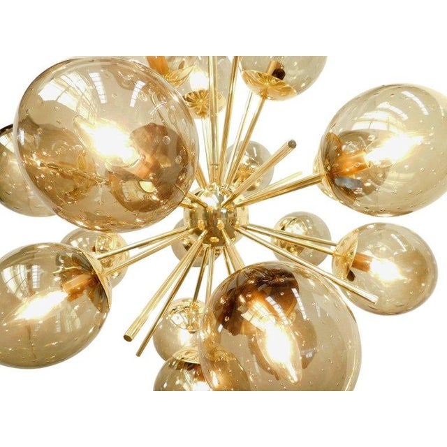 21st Century Diciotto Polished Brass Smoky Bubbles Murano Sputnik Chandelier by Fabio LTD For Sale - Image 6 of 6