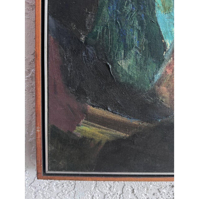Wood Vintage Abstract Oil Painting by Brazilian Artist Antonio Vitor, 1987 For Sale - Image 7 of 10