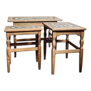Oak Nesting Tables by Henning Kjærnulf for EG Kvalitets, Denmark, 1960s, Set of 3 For Sale