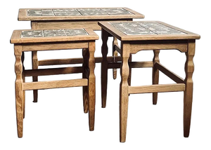Oak Nesting Tables by Henning Kjærnulf for EG Kvalitets, Denmark, 1960s, Set of 3