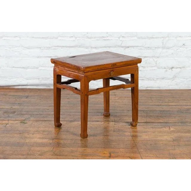 19th Century Chinese Qing Dynasty Side Table with Humpback Stretchers For Sale - Image 11 of 13