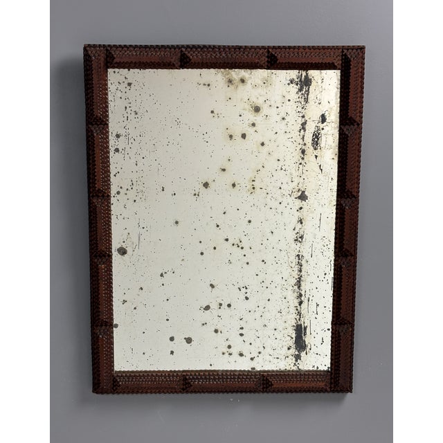Antique Tramp Art Folk Art Distressed Mirror, Belgium, 1900s, 1890s For Sale - Image 12 of 18