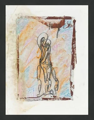 Purvis Young Solitary (Original Mixed Media on Paper)