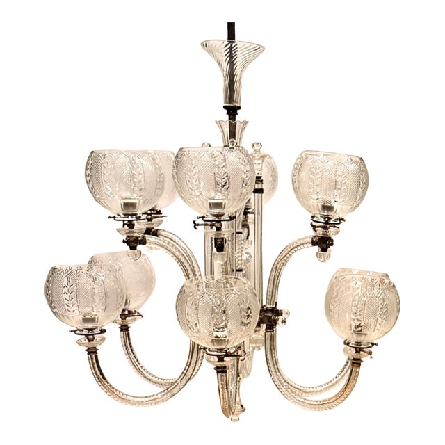 Early 20th Century Exquisite F. & C. Osler Style 12-Light Cut-Glass Chandelier For Sale