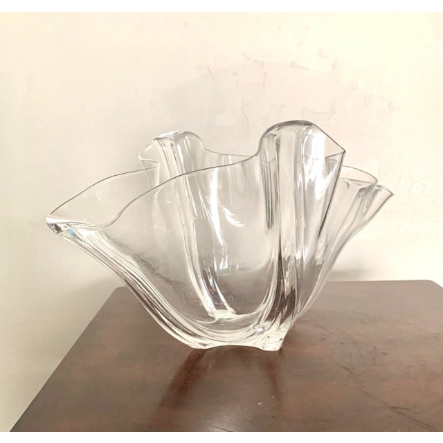 Stuben 1920's Steuben Grotesque Antique Clear Glass Ripple Bowl Marked For Sale - Image 4 of 9