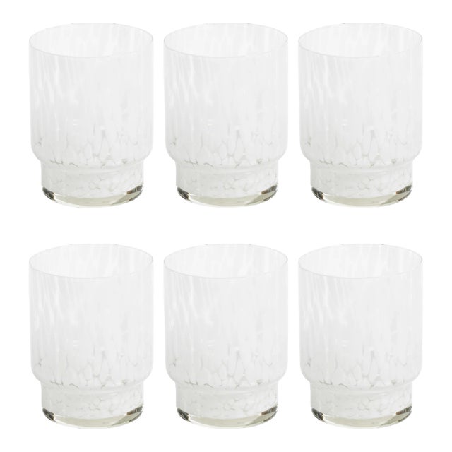 Andria Tortoise Tumbler Glasses - White, Set of 6 For Sale