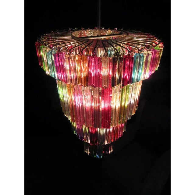 Metal Italian Multicolored Quadriedri Chandeliers, Set of 2 For Sale - Image 7 of 18