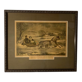 Americana Currier and Ives Original Large Folio (1853): Rare Original 1853 “The Road Winter” For Sale