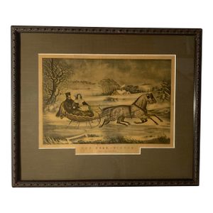 Americana Currier and Ives Original Large Folio (1853): Rare Original 1853 “The Road Winter”