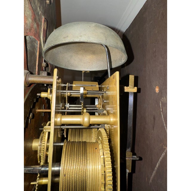 Mid 18th Century George II Mahogany Grandfather Clock in Ornately Detailed Case For Sale In Los Angeles - Image 6 of 12