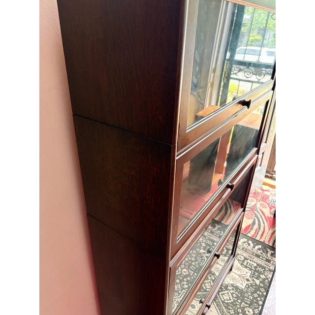 Wood Antique Oak Barrister Bookcase With Four Glass Stacking Sections For Sale - Image 7 of 7