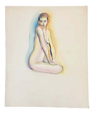 Original Vintage Female Nude Watercolor Painting 1980’s