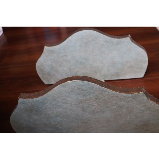 Celadon Large Vintage Italian-Style Gilded Celadon Rococo Wall Brackets—A Pair For Sale - Image 8 of 18